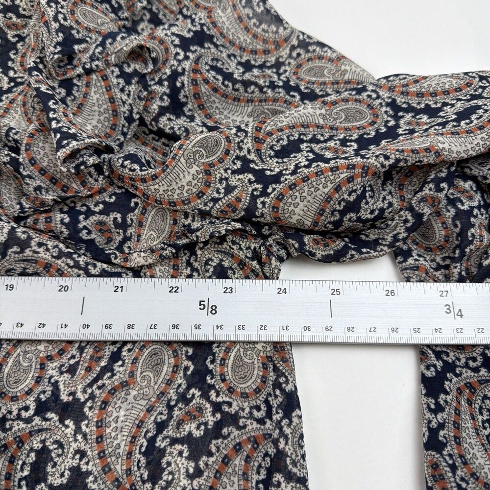 Banana Republic Ruffle Blouse XL Sheer Paisley Bishop Sleeve Dark Academia Poet - Picture 5 of 9